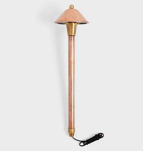 Saratoga LED Copper Single Path Light - Full Frontal View