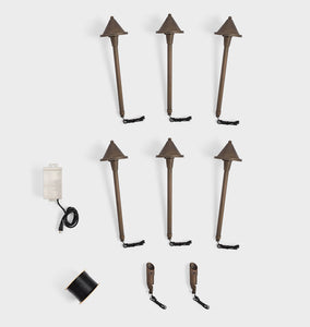 Viola LED Dark Bronze Set Of 6 Path Lights With Two Uplights With One 75 Watt Transformer And 250 Feet of Wire